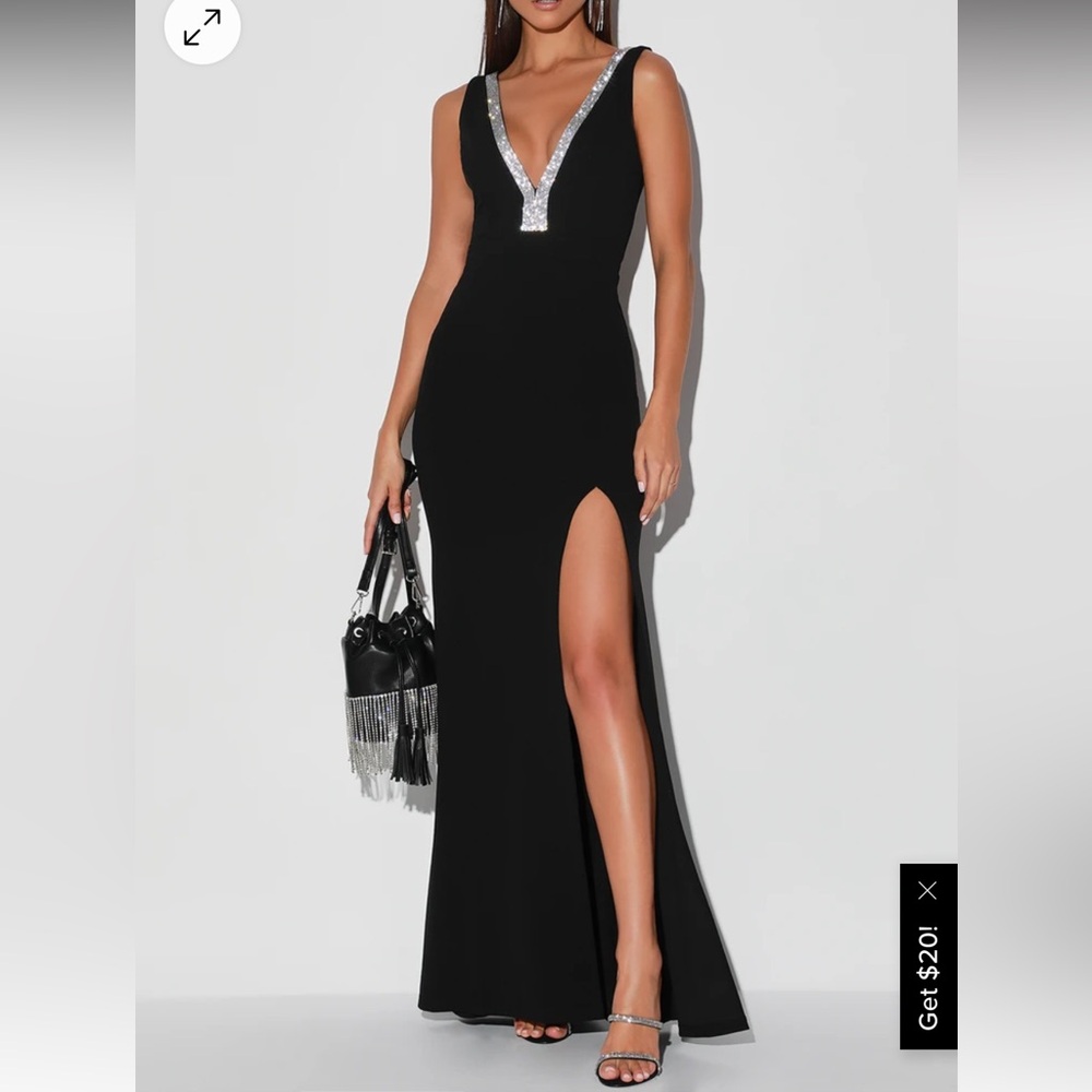 Stunned By You Black Rhinestone Maxi Dress